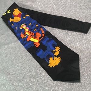 Vintage Winnie The Pooh Neck Tie Tigger Honeypot Black Blue 90s y2k